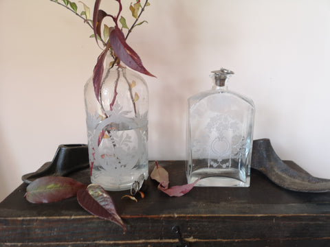 Vintage Frosted Apothecary Bottles