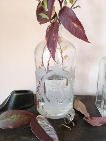 Vintage Frosted Apothecary Bottles