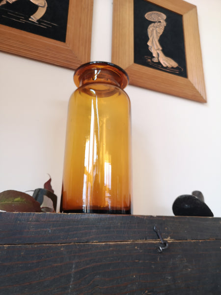 Large Amber Glass Apothecary Jar