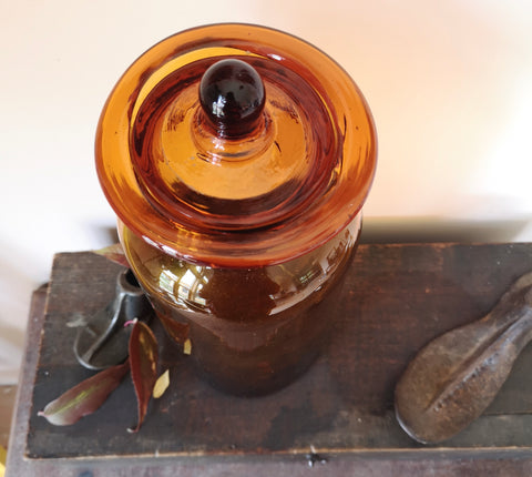 Large Amber Glass Apothecary Jar